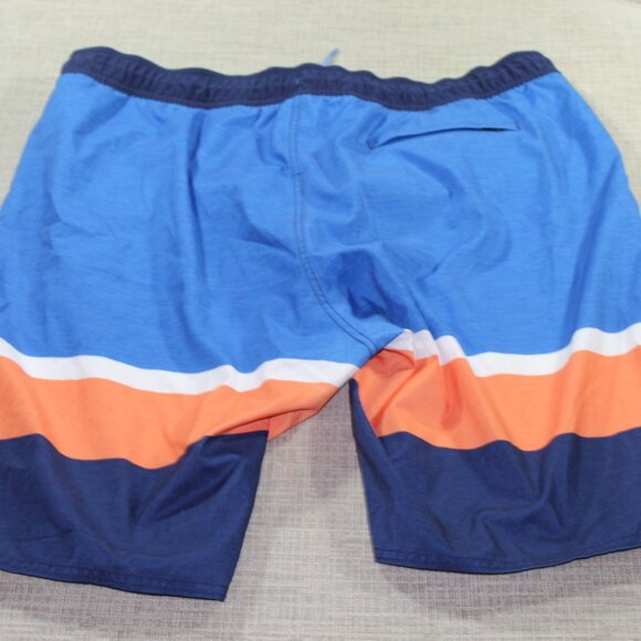 Roundtree & Yorke Blue, Orange and White Swim Shorts with Zipper Front- LIKE NEW - Picture 2 of 8